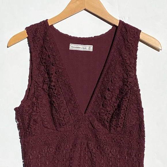 ABERCROMBIE Women’s Burgundy Lace Sleeveless Mini Dress Size 10 - Picture 5 of 10